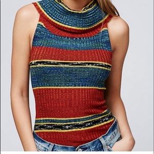 NWOT Free People stretchy on/off shoulder sleeveless sweater top. Great colors.